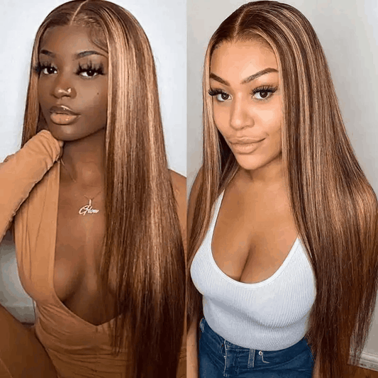 Flash Sale Highlight Color Glueless Silky Straight Pre-cut Lace Wig Beginner Friendly For Brand Day