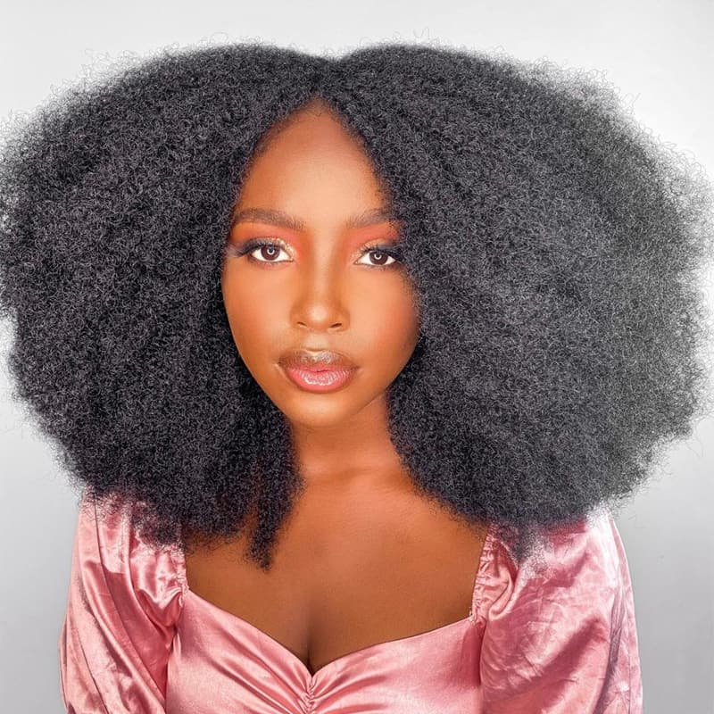 grey color afro kinky bulk human hair