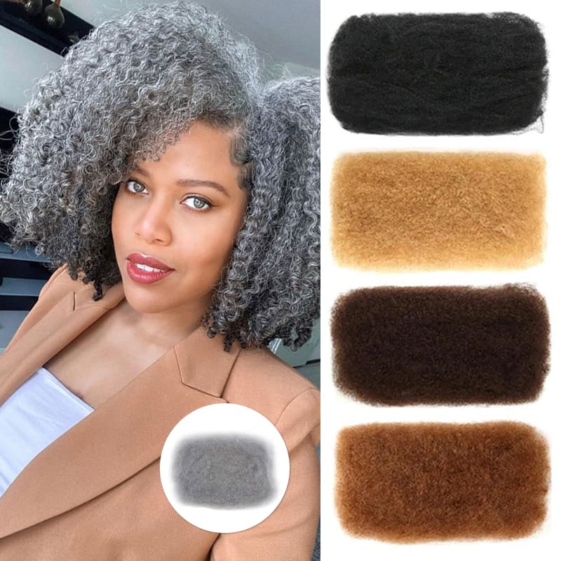 remy forte afro kinky bulk hair grey color
