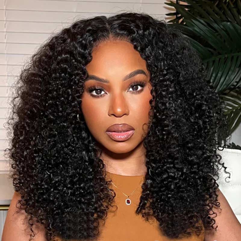 Black Glueless Wear And Go Wigs 6×4 Kinky Curly Pre-Cut Lace Wigs ...