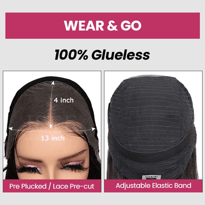 Glueless Wigs Pre Cut HD 13x4 Lace Front Straight Wig Black Hair Wig Remy Human Hair 180% Density