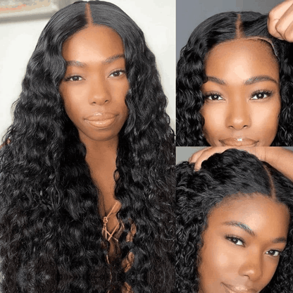 Headband Kinky Curly Wig And 5×5 Pre Cut Lace Closure Water Wave Wig And V Part Bob Wig $199 Get 3 Wigs Sale