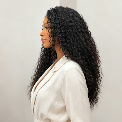 13x4 Lace Frontal Wig Kinky Curly Pre-Cut Glueless Human Hair HD Lace Wigs 180 Density Wear Go Wig Beginner Friendly
