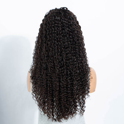 13x4 Lace Frontal Wig Kinky Curly Pre-Cut Glueless Human Hair HD Lace Wigs 180 Density Wear Go Wig Beginner Friendly