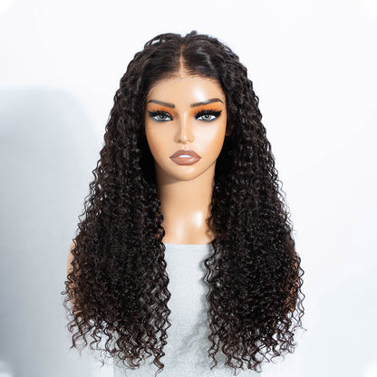 13x4 Lace Frontal Wig Kinky Curly Pre-Cut Glueless Human Hair HD Lace Wigs 180 Density Wear Go Wig Beginner Friendly