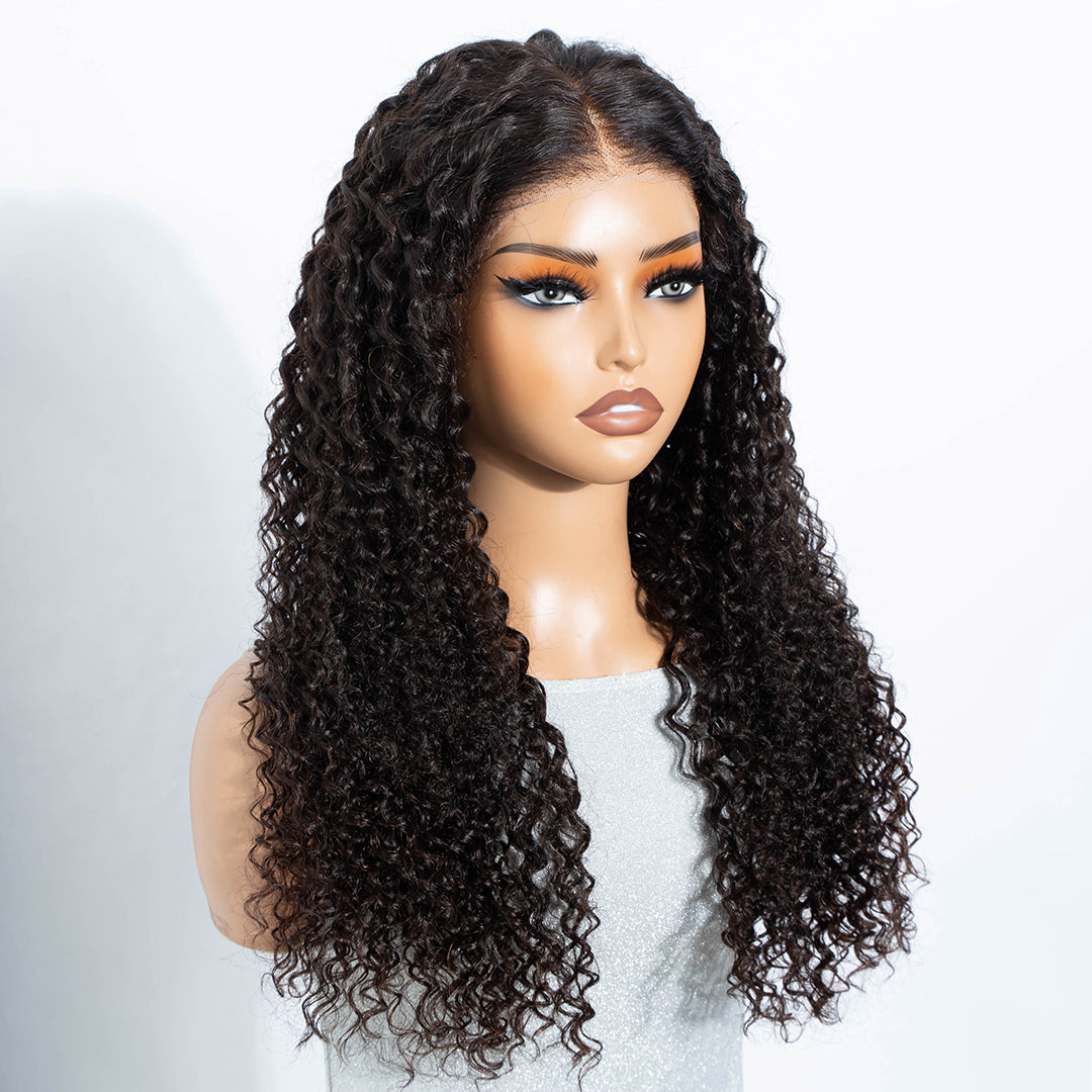 13x4 Lace Frontal Wig Kinky Curly Pre-Cut Glueless Human Hair HD Lace Wigs 180 Density Wear Go Wig Beginner Friendly