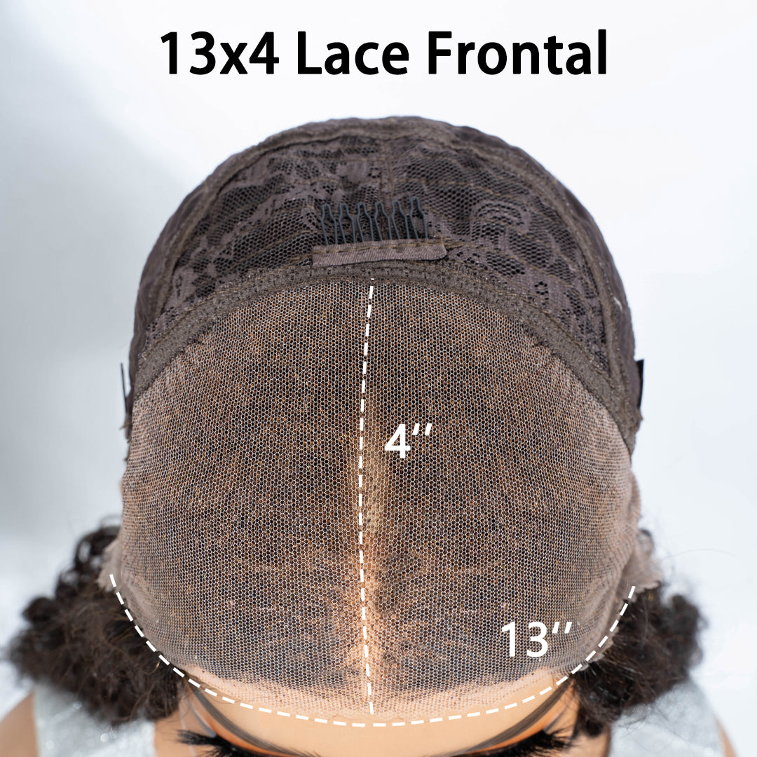13x4 Lace Frontal Wig Kinky Curly Pre-Cut Glueless Human Hair HD Lace Wigs 180 Density Wear Go Wig Beginner Friendly