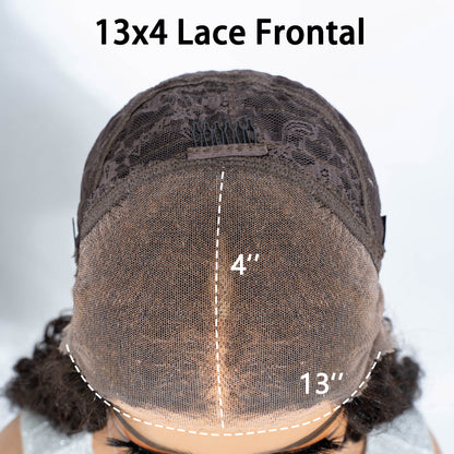 13x4 Lace Frontal Wig Kinky Curly Pre-Cut Glueless Human Hair HD Lace Wigs 180 Density Wear Go Wig Beginner Friendly