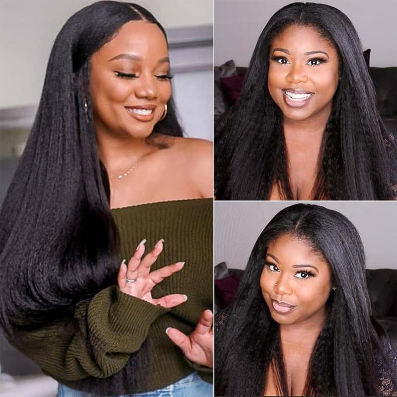 Kinky Straight V Part Wig Beginner Friendly Upgrade U Part Glueless Human Hair Wigs