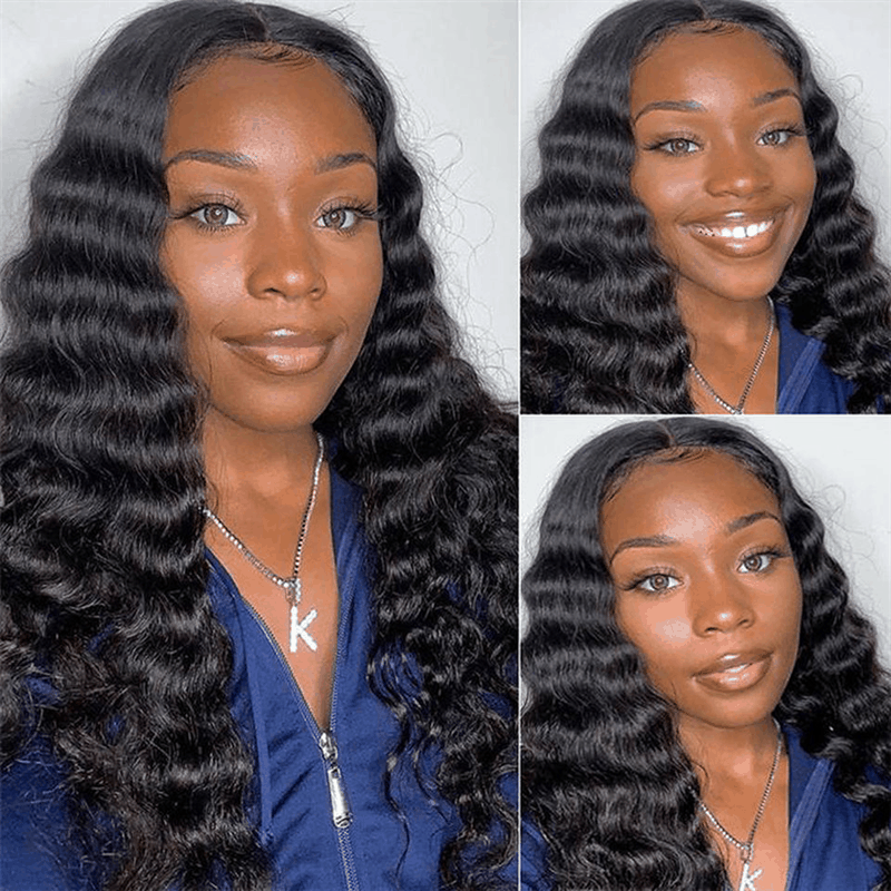 Loose Deep Wave Pre Cut Lace Human Hair Wig Wear And Go Wig Pre Plucked With Baby Hair