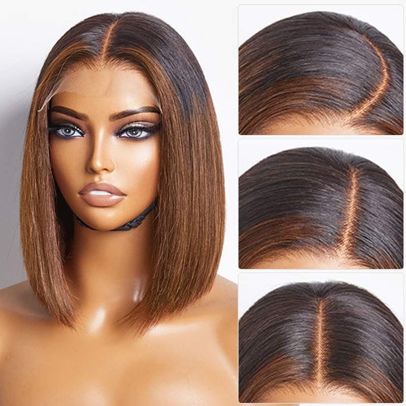 $101-$100 Code Save100 Ombre Highlight Silky Glueless Pre Cut Lace Bob Wig