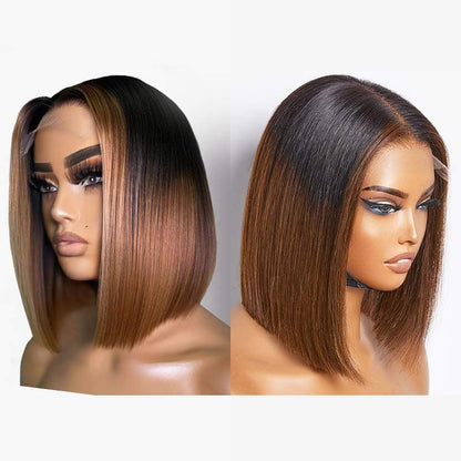 Black Friday & Cyber Monday Ombre Highlight Silky Glueless Pre Cut Lace Bob Wig Fashion Style Human Hair Flash Sale