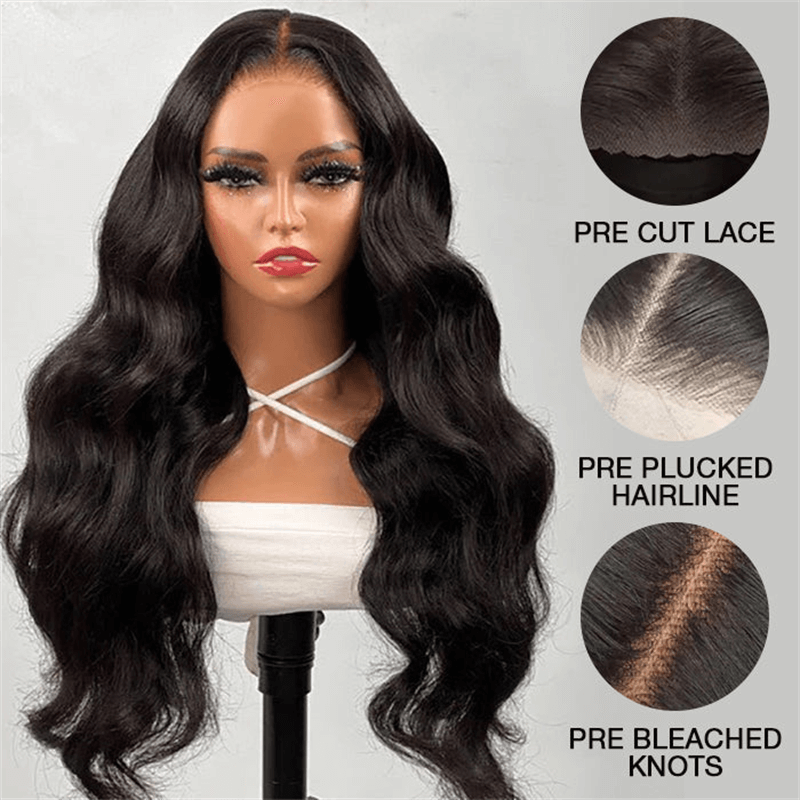 Pre-cut 4x4 HD Lace Closure Wigs Best Body Wave Wear And Go Wigs