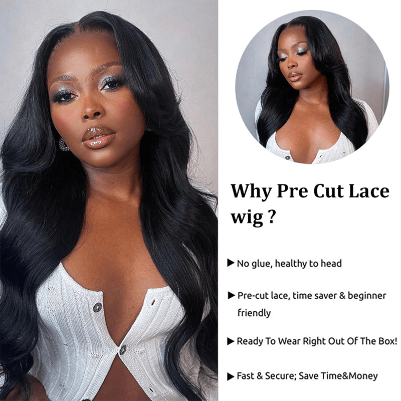 Pre-cut 4x4 HD Lace Closure Wigs Best Body Wave Wear And Go Wigs