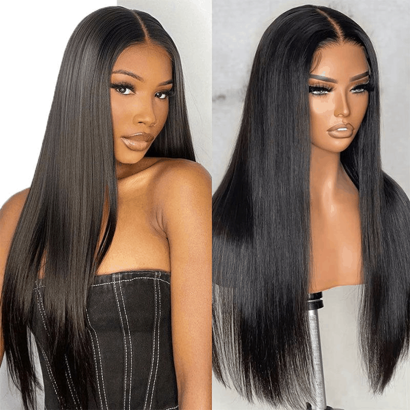 undetectable wear and go black straight wigs