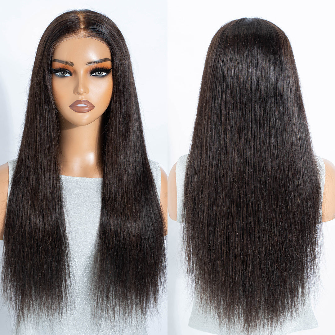 【Hot】Silk Straight 13x4 Lace Front Wig Pre Cut HD Lace Glueless Wear Go Human Hair Natural Black Beginner Friendly