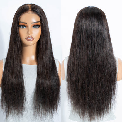 【Hot】Silk Straight 13x4 Lace Front Wig Pre Cut HD Lace Glueless Wear Go Human Hair Natural Black Beginner Friendly