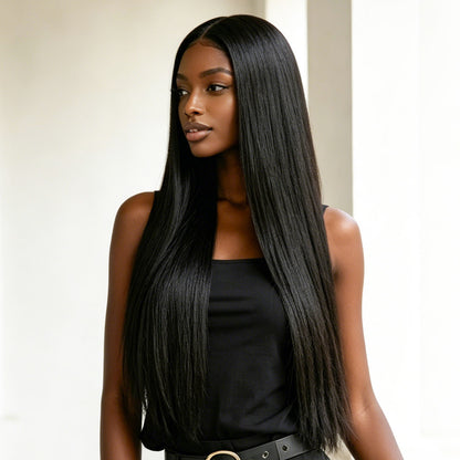 【Hot】Silk Straight 13x4 Lace Front Wig Pre Cut HD Lace Glueless Wear Go Human Hair Natural Black Beginner Friendly