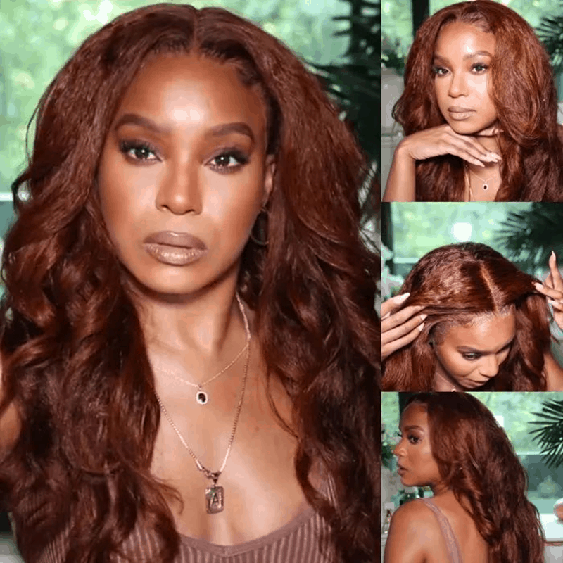 Black Friday Reddish Brown Kinky Straight 13×4 Lace Front Wig