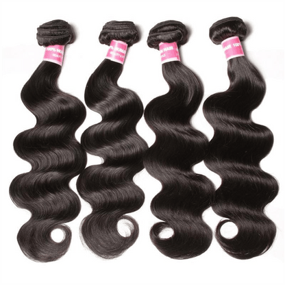 Remy Forte 13×4 Frontal Closure Body Wave With 4 Bundles Natural Color Virgin Human Hair Weave