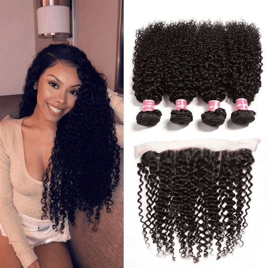 Remy Forte 13×4 Lace Frontal Closure With 4 Bundles Jerry Curly Hair Bundles Remy Human Hair