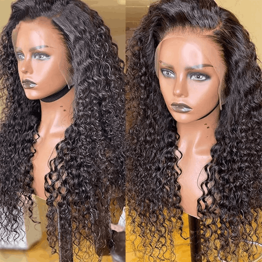 13×6 HD Lace Frontal Wigs Kinky Curly Human Hair Wigs Quality Glueless Wig Natural Black Color