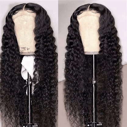13×6 HD Lace Frontal Wigs Kinky Curly Human Hair Wigs Quality Glueless Wig Natural Black Color