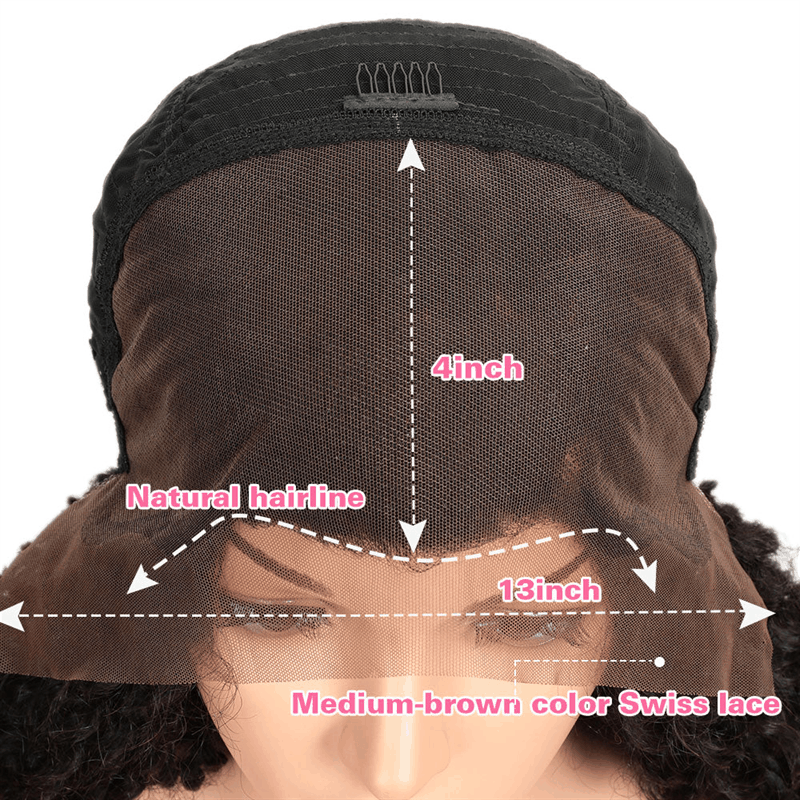 Bogo Free Highlights #4/27 Kinky Curly 13×4 Lace Wig And Reddish Brown Straight Pre-Cut Lace Wig