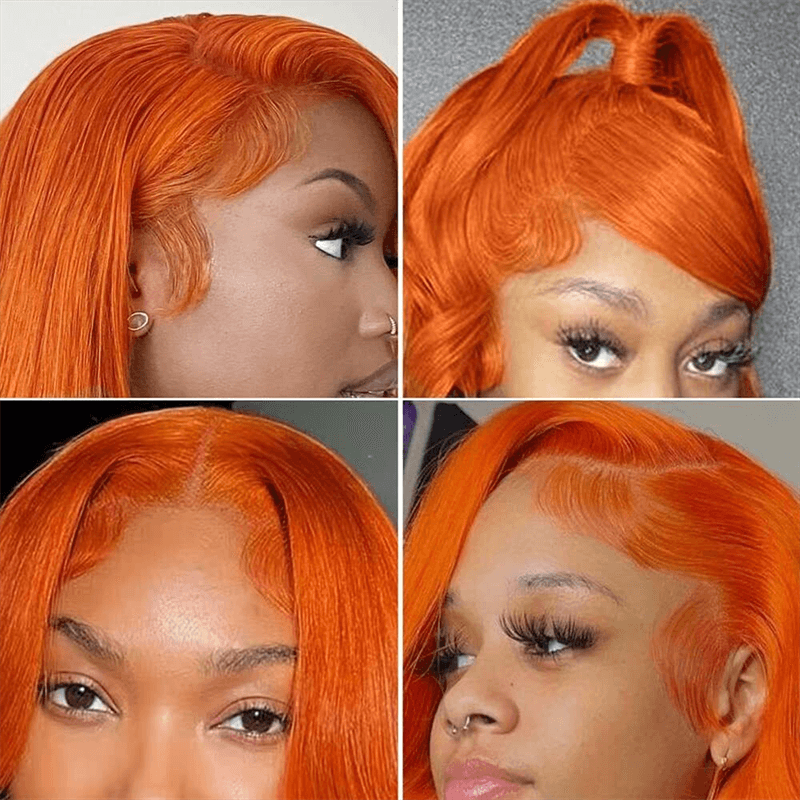 210% Density Body Wave Ginger Orange 5x5 Lace Closure And 13x4 Lace Frontal Wigs