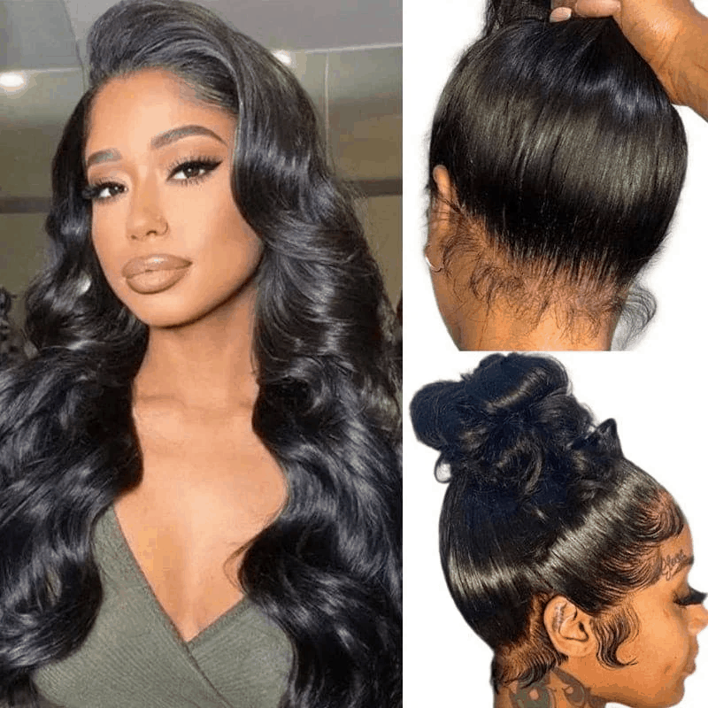 180% Density 360 Lace Frontal Wigs Pre Plucked Hairline 360 Lace Wig Human Hair Wig Natural Color