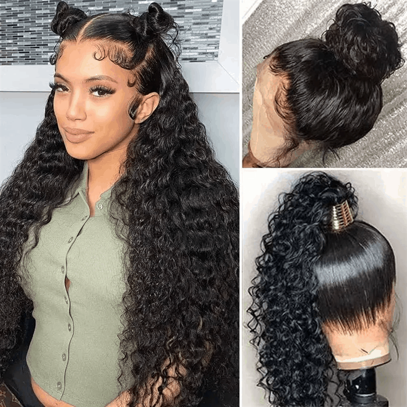180% Density 360 Lace Frontal Wigs Pre Plucked Hairline 360 Lace Wig Human Hair Wig Natural Color