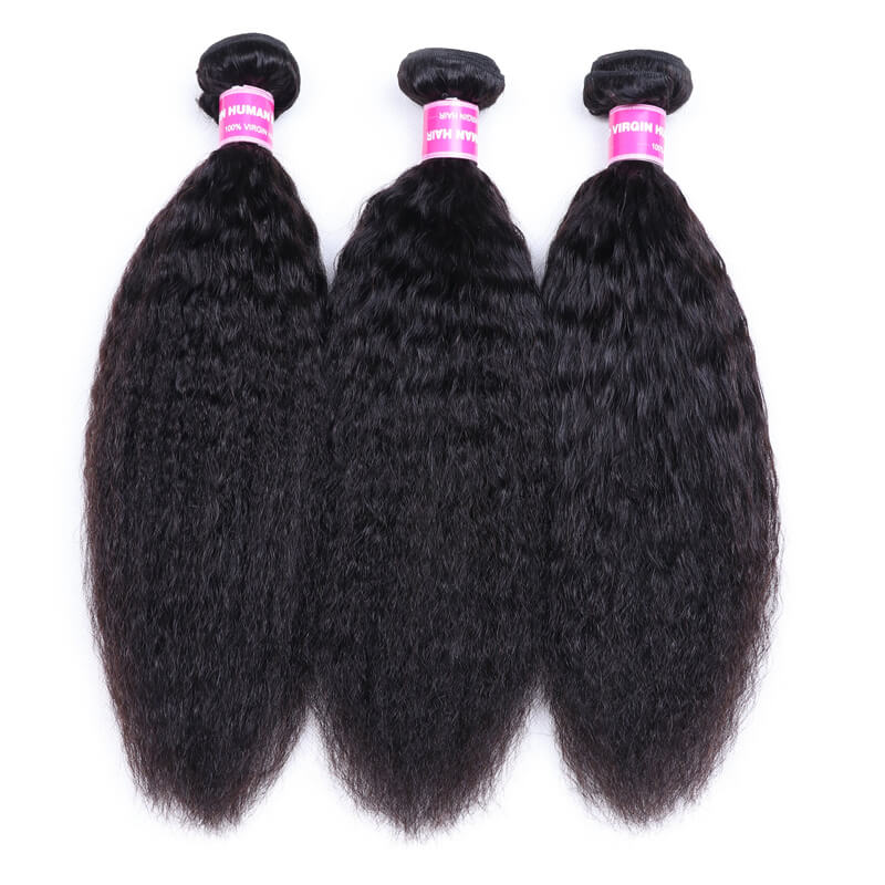 Remy Forte 3 Bundles Brazilian Kinky Straight Hair Weft On Sale 100% Human Hair