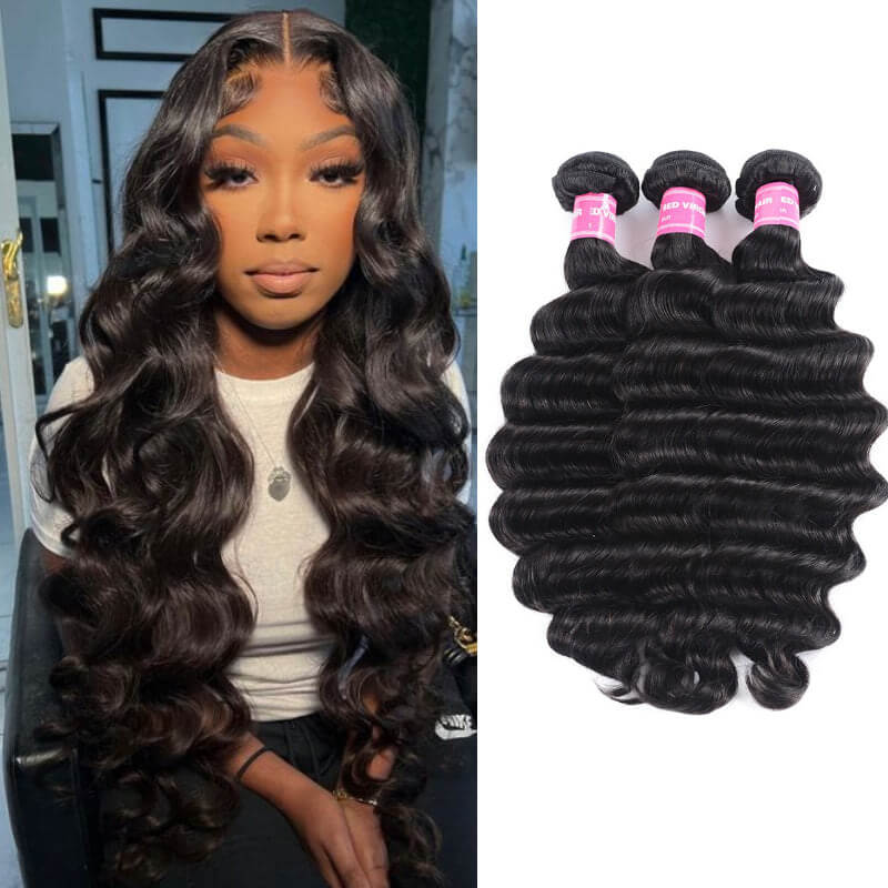 Remy Forte 3 Bundles Loose Deep Wave Hair Bundles On Sale 12-26 Inch 100% Human Hair