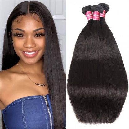 Remy Forte 3 Bundles Straight Hair Brazilian Virgin Human Hair Weaves 8-30 Inch