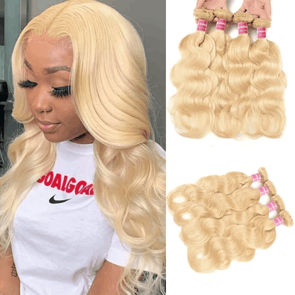 Remy Forte 4 Bundles 613 Blonde Body Wave Human Hair Weave 613 Color Hair