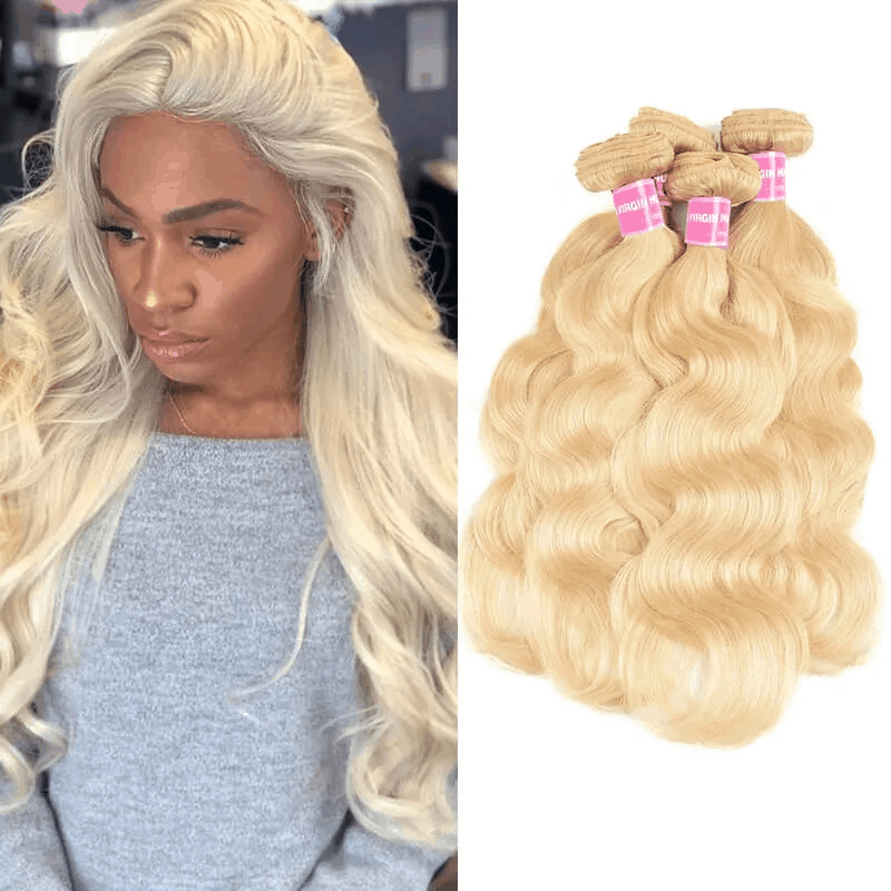 Remy Forte 4 Bundles 613 Blonde Body Wave Human Hair Weave 613 Color Hair