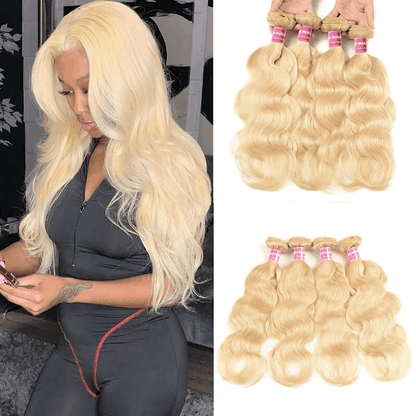 Remy Forte 4 Bundles 613 Blonde Body Wave Human Hair Weave 613 Color Hair