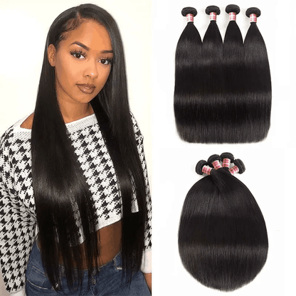 Remy Forte 4 Bundles Straight Human Hair Extensions Natural Color 8-30 Inch