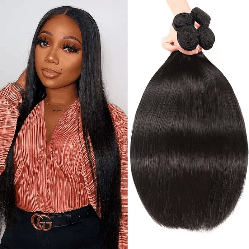 Remy Forte 4 Bundles Straight Human Hair Extensions Natural Color 8-30 Inch