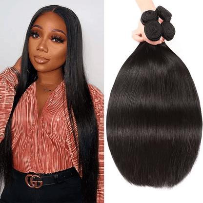 Remy Forte 4 Bundles Straight Human Hair Extensions Natural Color 8-30 Inch