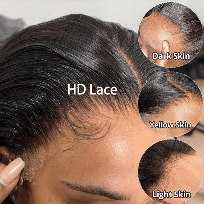 4×4 And 13×4 Loose Deep Wave HD Lace Wigs 100% Glueless Skin Melt Human Hair Wig Natural Black