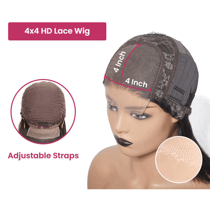 4×4 And 13×4 Loose Deep Wave HD Lace Wigs 100% Glueless Skin Melt Human Hair Wig Natural Black