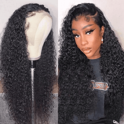 5×5 Curly Lace Closure Wig Glueless Human Hair Wigs Natural Color Flowy Bohemian Curly