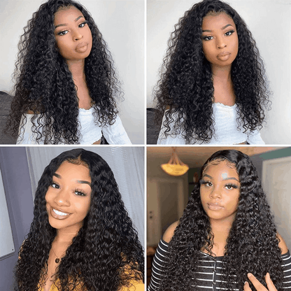 5×5 Curly Lace Closure Wig Glueless Human Hair Wigs Natural Color Flowy Bohemian Curly