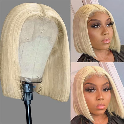 Fashion 613 Blonde T Part Lace Straight Bob Wigs Short Bob Wigs Human Hair True To Length