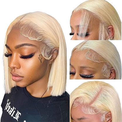 Fashion 613 Blonde T Part Lace Straight Bob Wigs Short Bob Wigs Human Hair True To Length