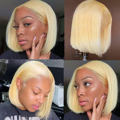 Fashion 613 Blonde T Part Lace Straight Bob Wigs Short Bob Wigs Human Hair True To Length