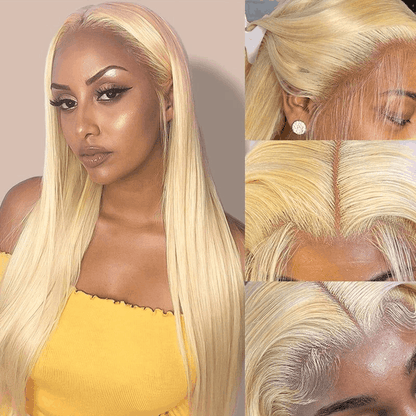 613 Lace Front Wigs Human Hair 13×4 Straight Blonde Lace Human Hair Pre Plucked On Sale