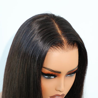 7×5 Jerry Curly Pre-Cut Lace Human Hair Wigs Bleached Knots With Baby Hair Natural Black Color