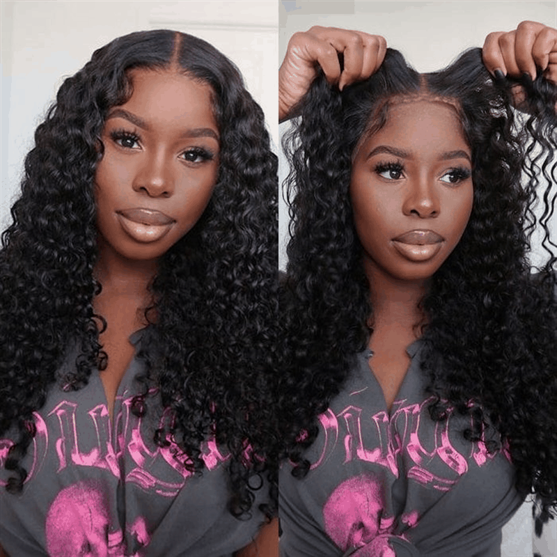 7×5 Pre-Cut Lace Glueless Wig Jerry Curly And Water Wave Wear Go Wig Human Hair Wigs